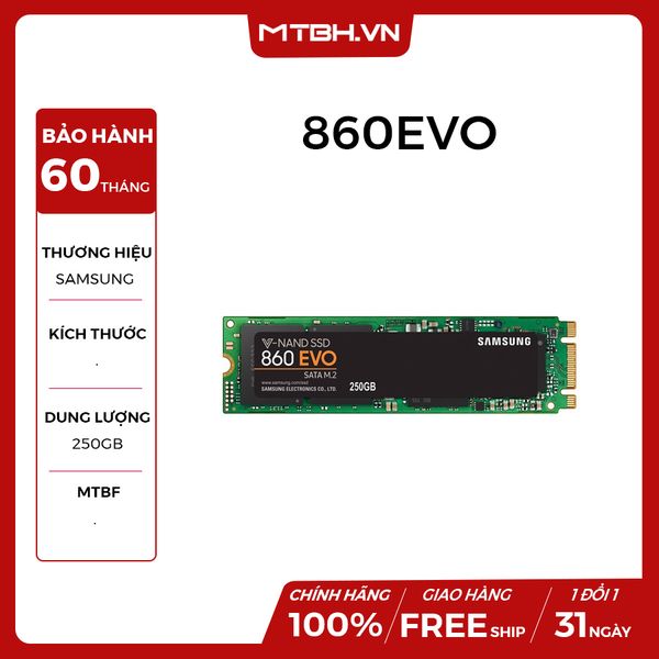 SSD SAMSUNG 250GB 860 EVO MÃ MZ-N6E250BW (chuẩn M2-sata) NEW