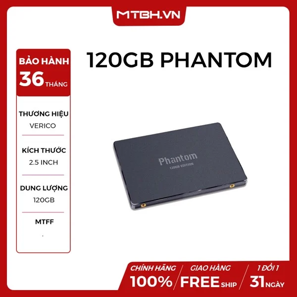 SSD VERICO 120GB PHANTOM SATA 3 BLACK CÒN BH – Máy Tính Biên Hòa