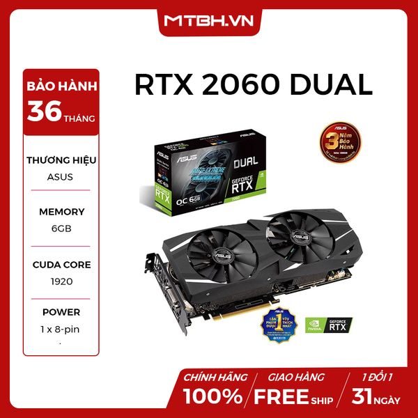 VGA ASUS RTX 2060 6GB DUAL A6G (2 FAN) NEW