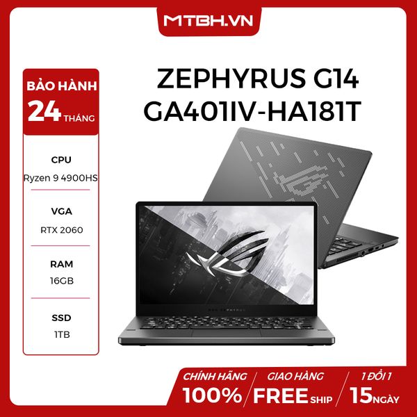 LAPTOP ASUS ROG ZEPHYRUSG14 GA401IV-HA181T R9-4900HS | 16GB RAM | 1TB SSD | VGA RTX 2060 6GB | 14