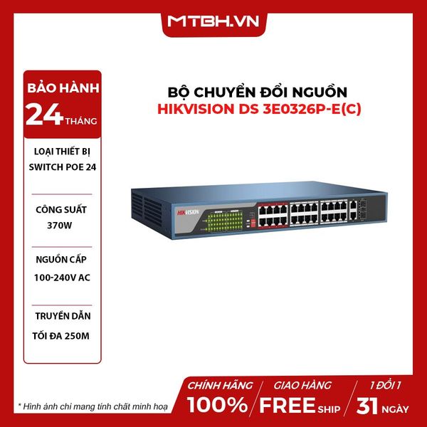 Switch PoE 24 Cổng HIKVISION DS 3E0326P-E(C)