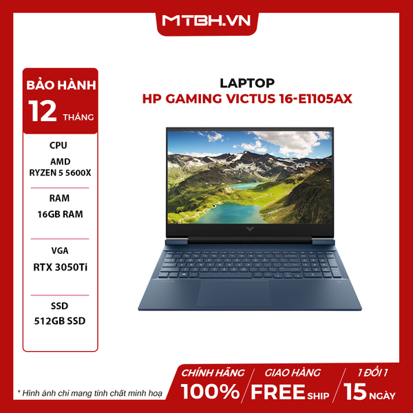 LAPTOP HP GAMING VICTUS 16-e1105AX 7C0T0PA RYZEN 5-6600H | RTX 3050 Ti 4GB | 16GB RAM | 512GB SSD | 16.1