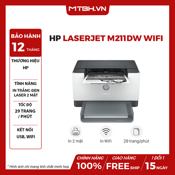 Máy in laser trắng đen đơn năng HP LaserJet M211dw Wifi (9YF83A)