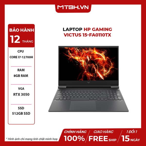 LAPTOP HP GAMING VICTUS 15-fa0110TX (7C0R3PA) CORE i7-12700H | RTX 3050 4GB | 8GB RAM | 512GB SSD | 15.6' FHD 144Hz | Win 11