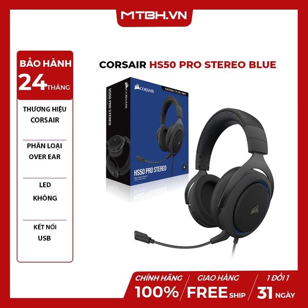 Tai Nghe Corsair HS50 PRO Stereo Blue