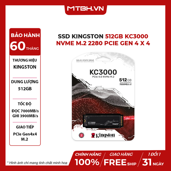 SSD Kingston 512GB KC3000 NVMe M.2 2280 PCIe Gen 4 x 4