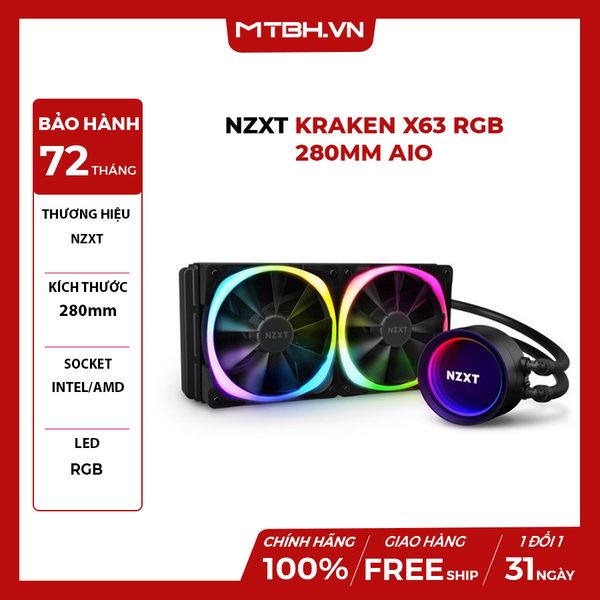 TẢN NHIỆT NƯỚC NZXT KRAKEN X63 RGB 280MM AIO