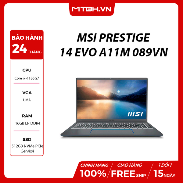 LAPTOP MSI PRESTIGE 14 EVO A11M 089VN CORE i7 1185G7 | 16GB RAM | 512GBSSD | 14