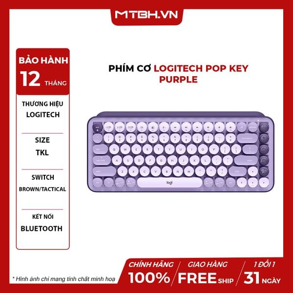 Bàn Phím Cơ Logitech Pop Keys Wireless Purple