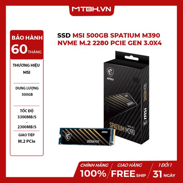 SSD MSI 500GB SPATIUM M390 NVMe M.2 2280 PCIe Gen 3.0x4