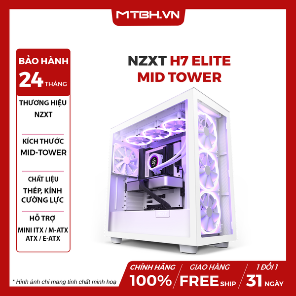 CASE NZXT H7 ELITE MID TOWER RGB WHITE