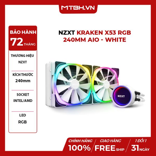 TẢN NHIỆT NƯỚC NZXT KRAKEN X53 RGB 240MM AIO - WHITE