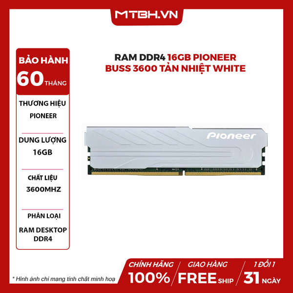 Ram DDR4 16GB Pioneer Buss 3600 Tản Nhiệt White