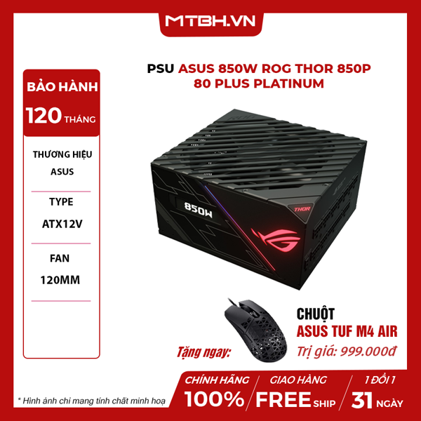 NGUỒN ASUS 850W Rog Thor II 850P 80 PLUS Platinum NEW