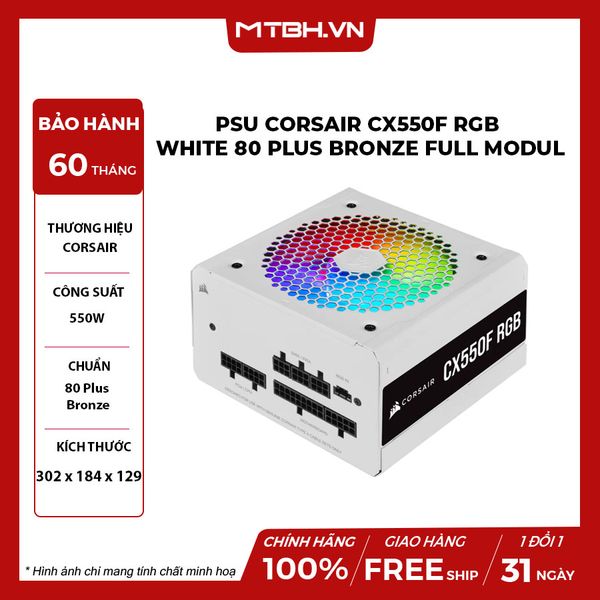 PSU Corsair 550W CX550F RGB White 80 Plus Bronze Full Modul