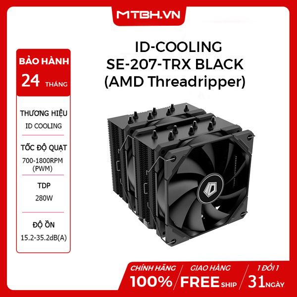 TẢN NHIỆT CPU ID-COOLING SE-207-TRX BLACK ( 2 fan - 7 ống đồng) - AMD Threadripper