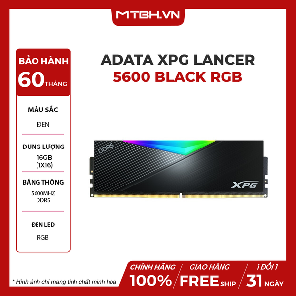 RAM DDR5 16GB ADATA XPG LANCER 5600 BLACK RGB