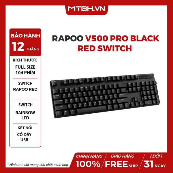 Bàn Phím Cơ Rapoo V500 Pro Black Red Switch