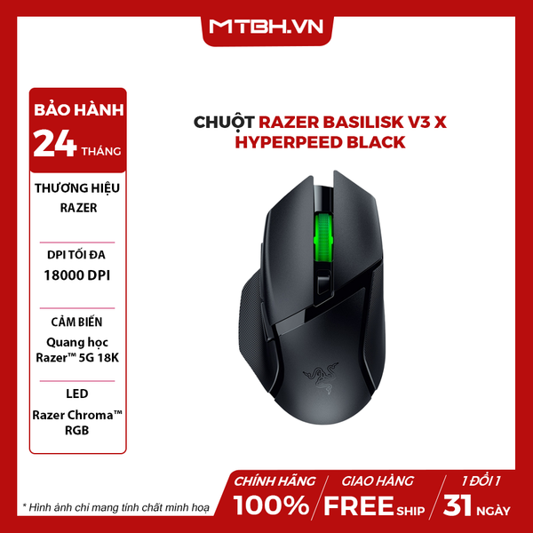 Chuột Razer Basilisk V3 X Hyperpeed Black Wireless