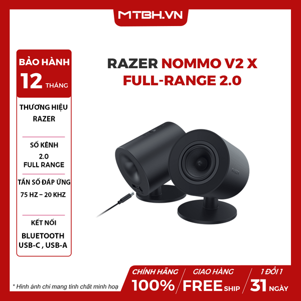 Loa Razer NOMMO V2 X Full-Range 2.0 PC Gaming Speakers – Bluetooth 5.0
