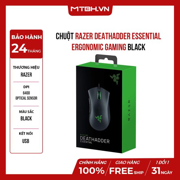 Chuột Razer DeathAdder Essential Ergonomic Gaming Black
