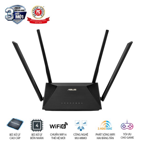 BỘ PHÁT WIFI ASUS RT-AX53U CHUẨN AX1800 (WIFI 6)