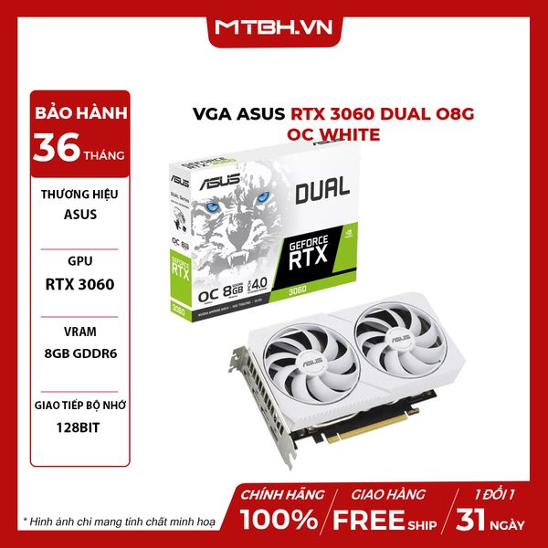 VGA ASUS RTX 3060 DUAL O8G OC WHITE