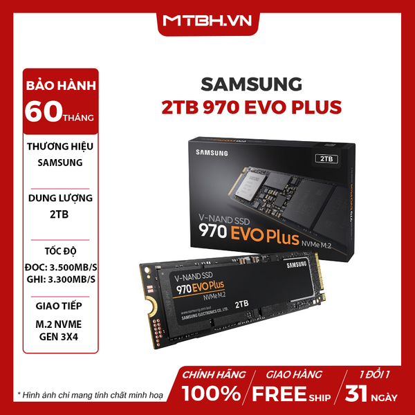 SSD Samsung 2TB 970 EVO Plus PCIe NVMe V-NAND M.2 2280