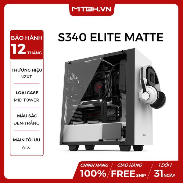 CASE NZXT S340 ELITE MATTE MID TOWER WHTE NEW