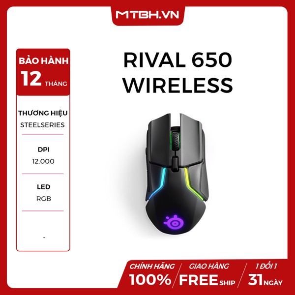CHUỘT STEELSERIES RIVAL 650 WIRELESS (62456)