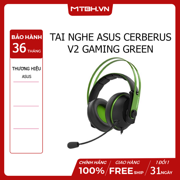 TAI NGHE ASUS CERBERUS V2 GAMING GREEN