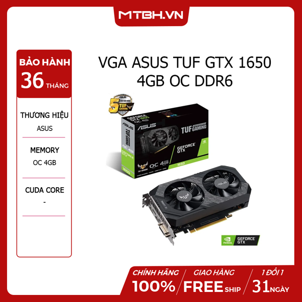 VGA ASUS GTX 1650 TUF 4GB OC DDR6 GAMING