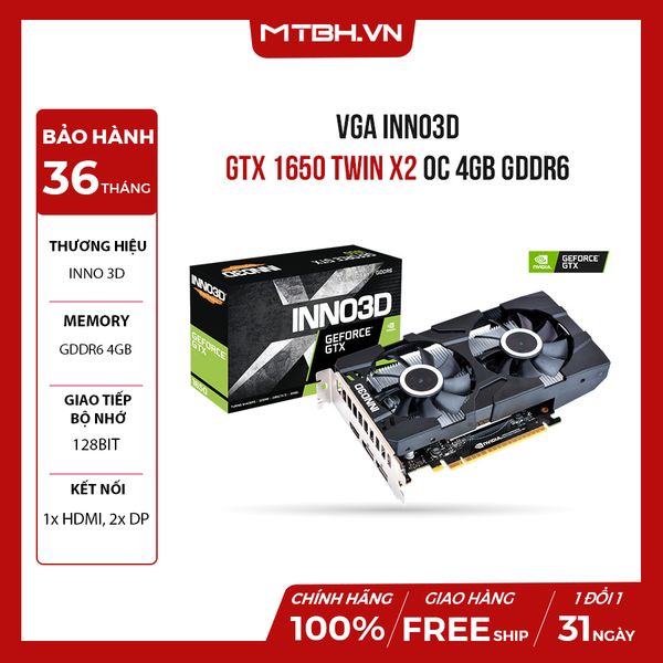 VGA Inno3D GTX 1650 TWIN X2 OC 4GB GDDR6