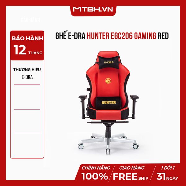 GHẾ E-DRA HUNTER EGC206 GAMING RED CHÂN HỢP KIM