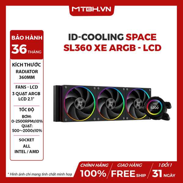BỘ TẢN NHIỆT NƯỚC ID-COOLING SPACE SL360 XE ARGB - LCD 2.1