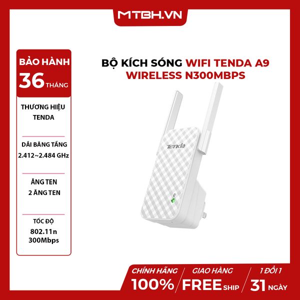 BỘ KÍCH SÓNG WIFI TENDA A9 WIRELESS N300Mbps