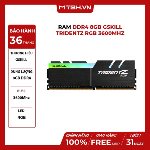 RAM DDR4 8GB GSKILL TRIDENTZ RGB 3600Mhz