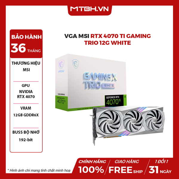 VGA MSI RTX 4070 Ti GAMING TRIO 12G WHITE