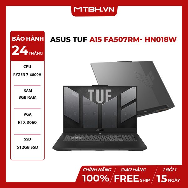 LAPTOP GAMING ASUS TUF A15 FA507RM- HN018W RYZEN 7-6800H | RTX 3060 | 8GB RAM | 512GB SSD | 15.6″ FHD IPS 144Hz | Win 11