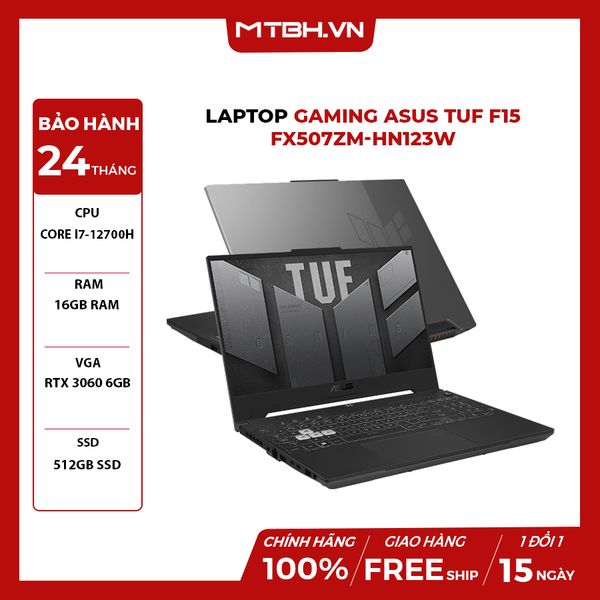 LAPTOP GAMING ASUS TUF F15 FX507ZM-HN123W CORE I7-12700H | RTX 3060 6GB | 16GB RAM | 512GB SSD | 15.6