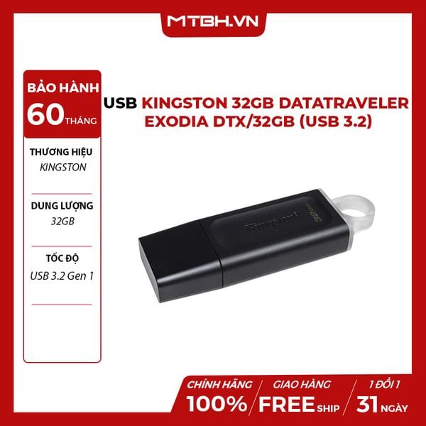 USB KINGSTON 32GB DATATRAVELER EXODIA DTX/32GB (USB 3.2)