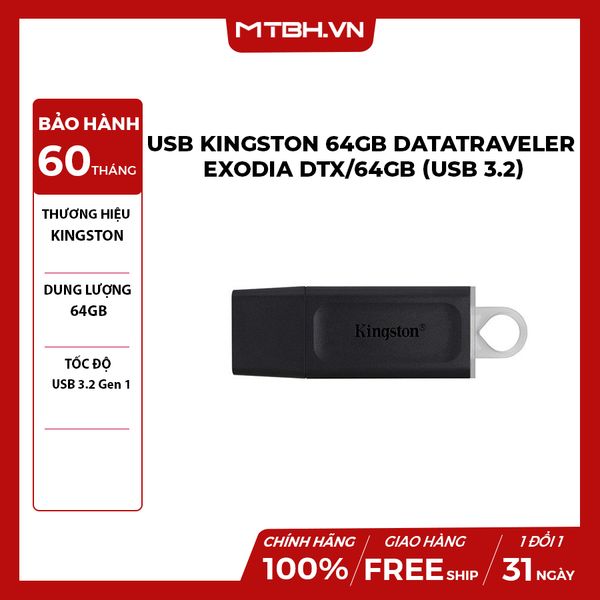 USB KINGSTON 64GB DATATRAVELER EXODIA DTX/64GB (USB 3.2)