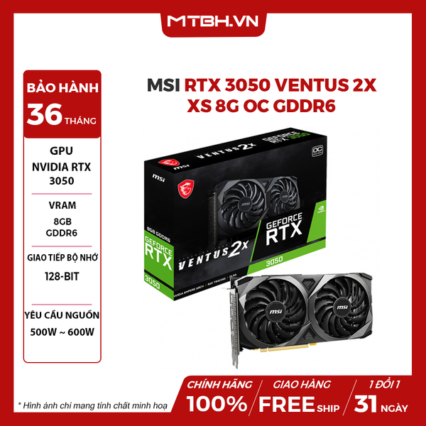 VGA MSI RTX 3050 VENTUS 2X XS 8G OC GDDR6