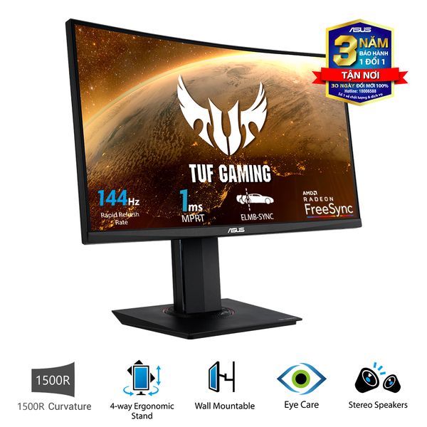 MÀN HÌNH ASUS TUF GAMING VG24VQ 24'' FHD 144HZ 1MS FREESYNC CHUYÊN GAME PSD