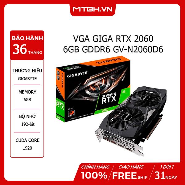 VGA GIGA RTX 2060 6GB GV-N2060D6