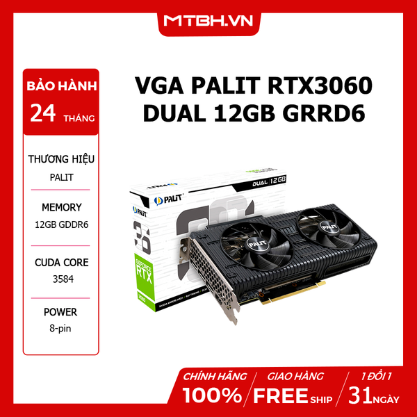 VGA PALIT RTX 3060 DUAL 12GB GRRD6