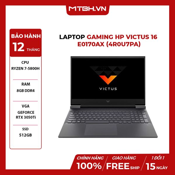 LAPTOP GAMING HP VICTUS 16 E0170AX (4R0U7PA) RYZEN 7-5800H | GEFORCE RTX 3050TI | 8GB RAM | 512GB SSD | 16.1