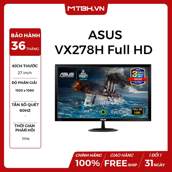LCD ASUS VX278H Full HD, 1Ms, Flicker Free, Low Blue Light