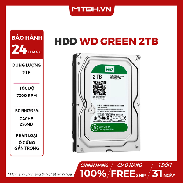 HDD WD 2TB GREEN NEW 12TH – Máy Tính Biên Hòa