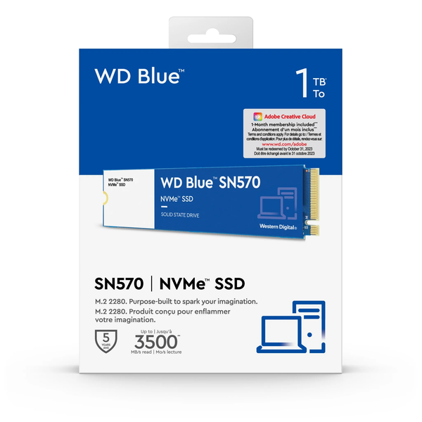 SSD WD 1TB SN570 Blue M.2 2280 PCIe NVMe 3x4 (Đọc 3500MB/s - Ghi 3000MB/s)